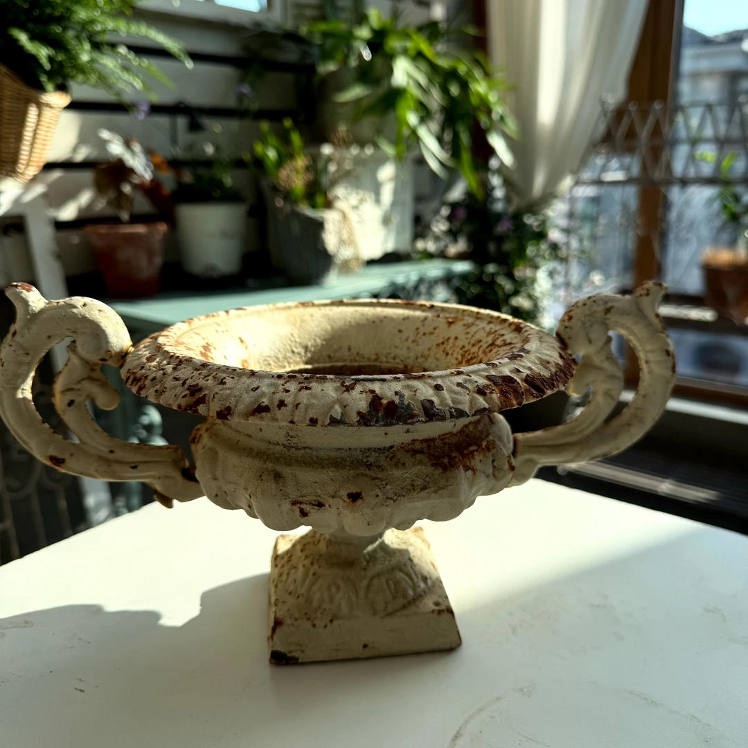 【南乔花园】花园杂货 铸铁双耳ins小奖杯花盆