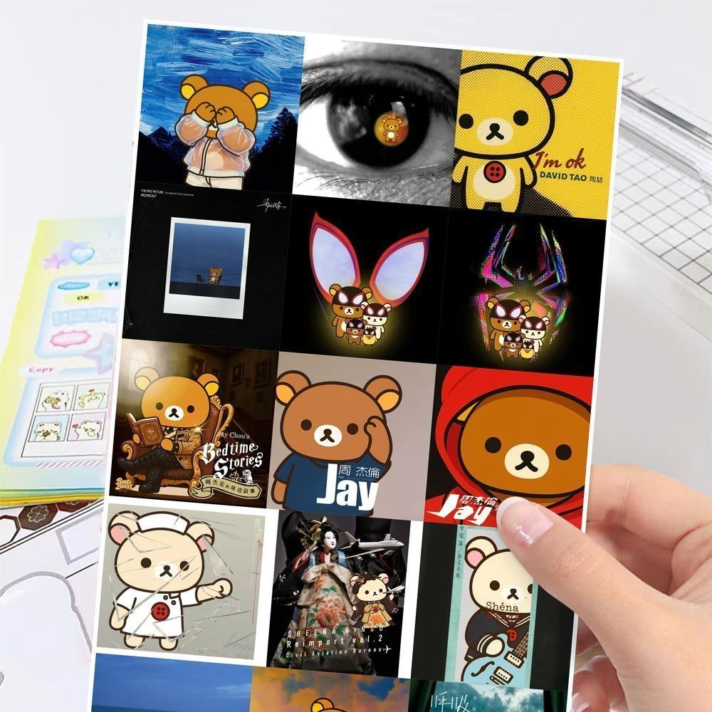 240张轻松熊专辑封面贴纸创意hiphop英语课本装饰防水贴画手机DIY