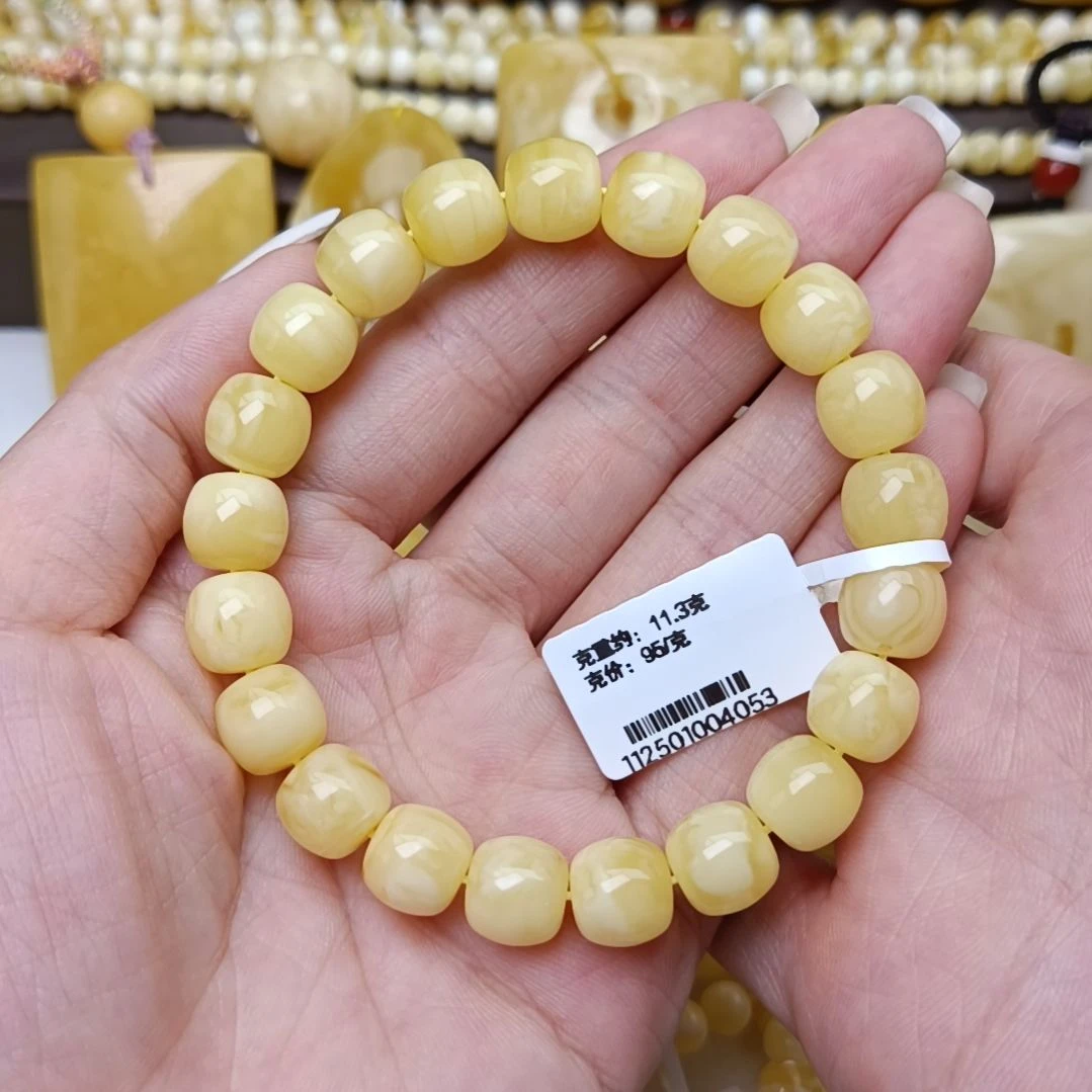 未镶嵌蜜蜡手串蜡底鸡油黄  满蜡 16.5手围
