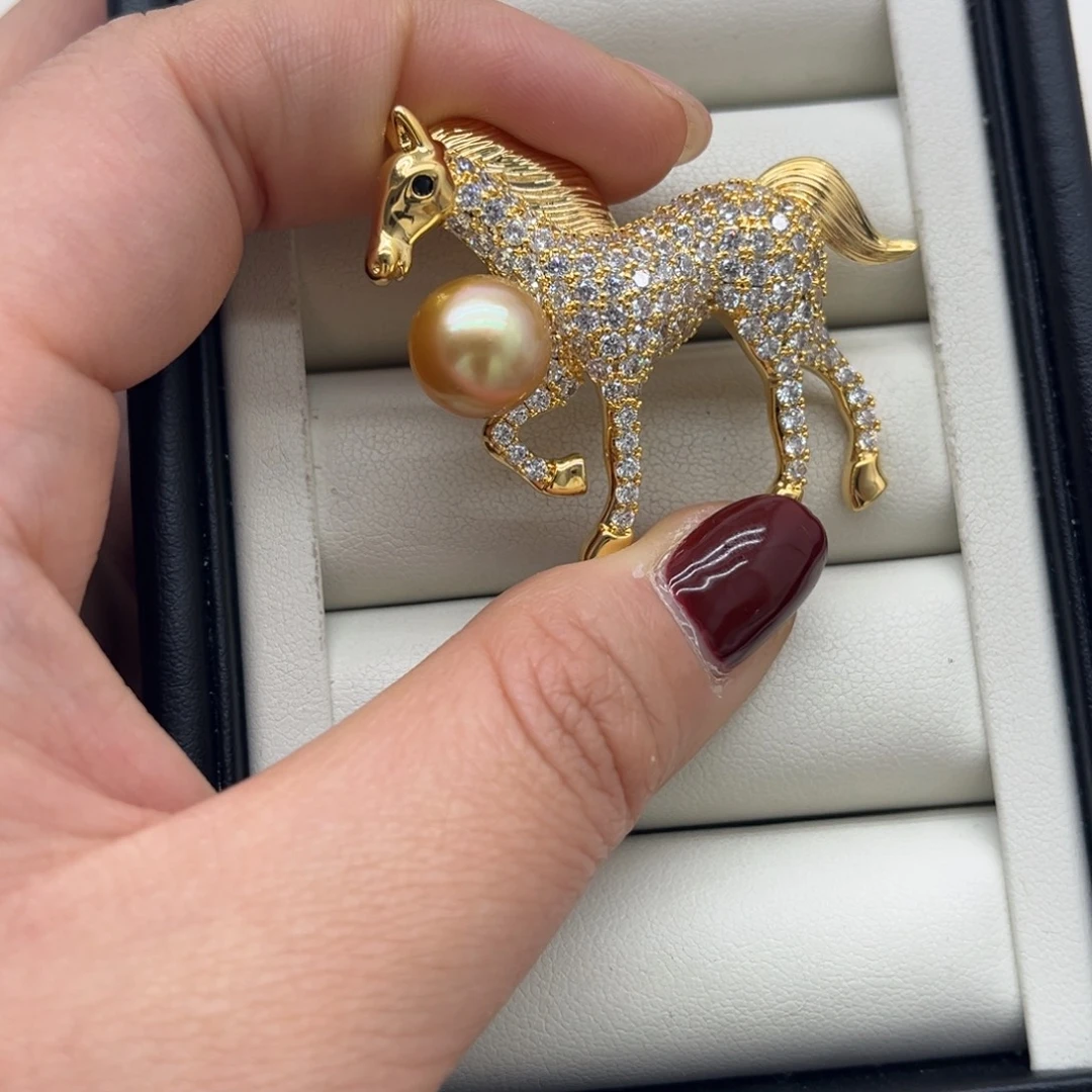 合金海水珍珠胸针