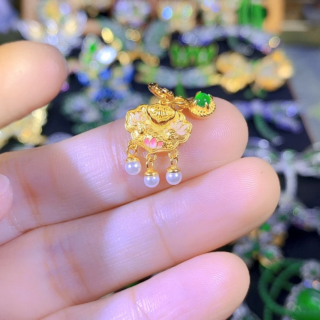 吊坠(不含链)银S925镶嵌翡翠