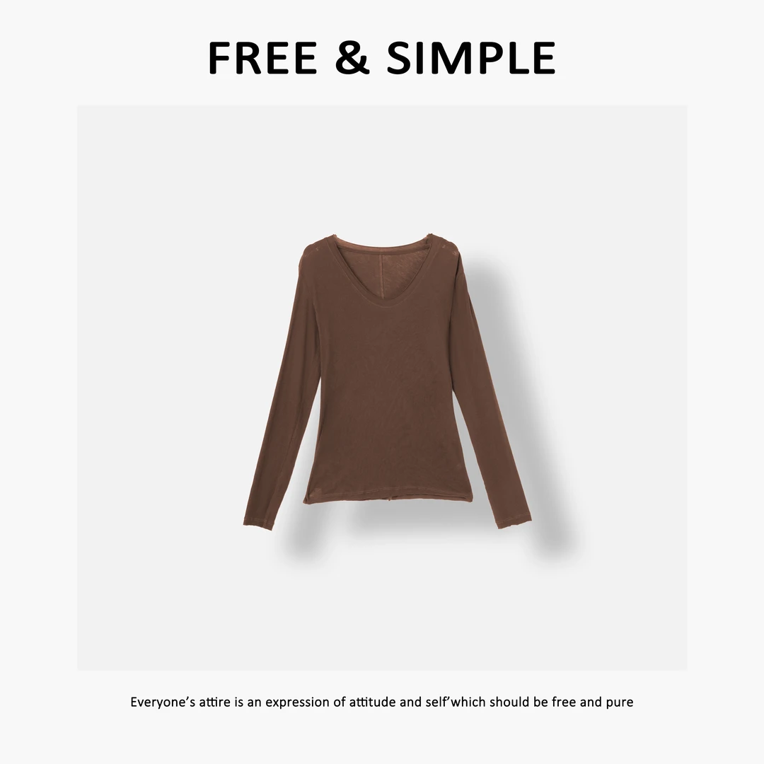 Free&Simple-‘上瘾T’极简时尚韩系感早秋款柔软质地T恤-6105