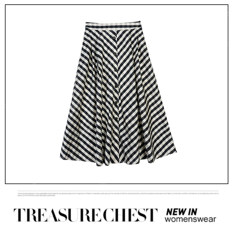 乔儿定制【艺术格调】莱赛尔天丝新款高腰显瘦半身裙时尚百搭格子