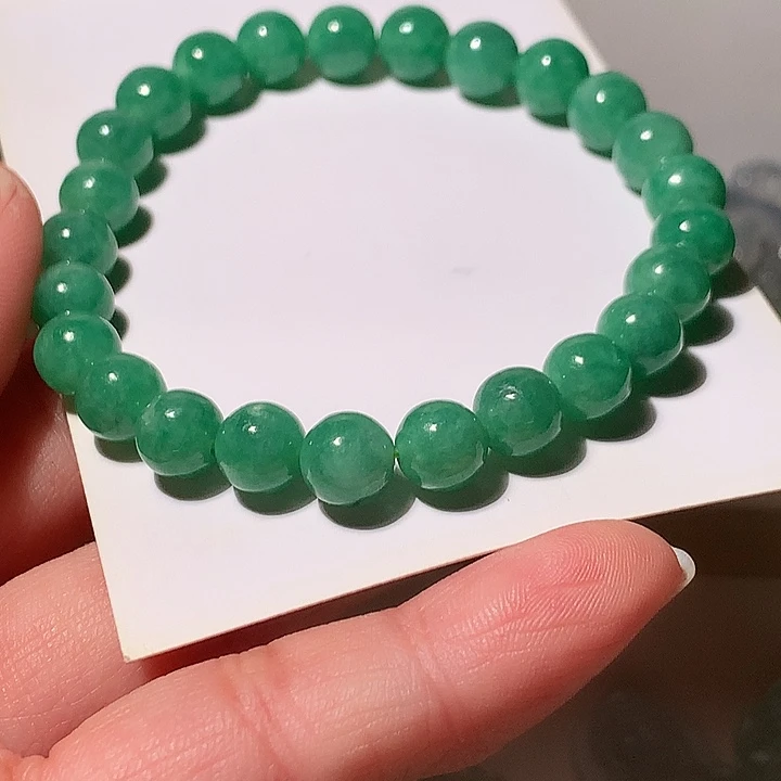 定制翡翠未镶嵌满绿手串