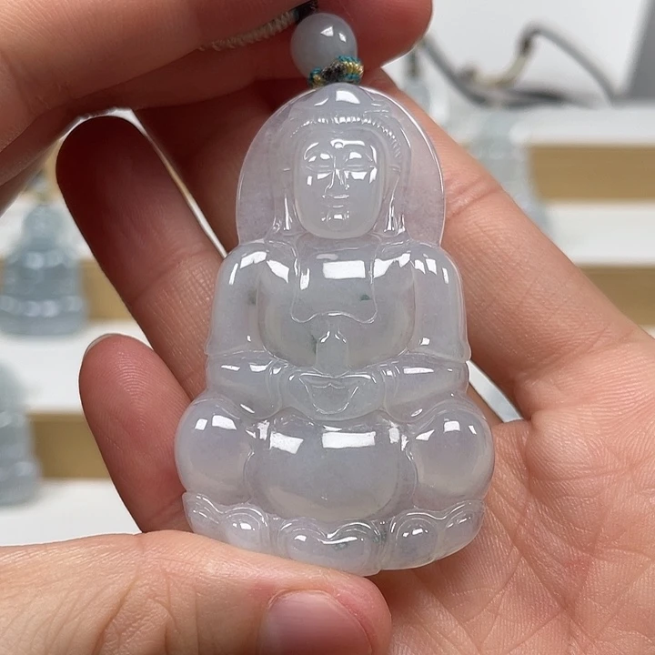 翡翠未镶嵌颈饰天然缅甸翡翠A货观音9号