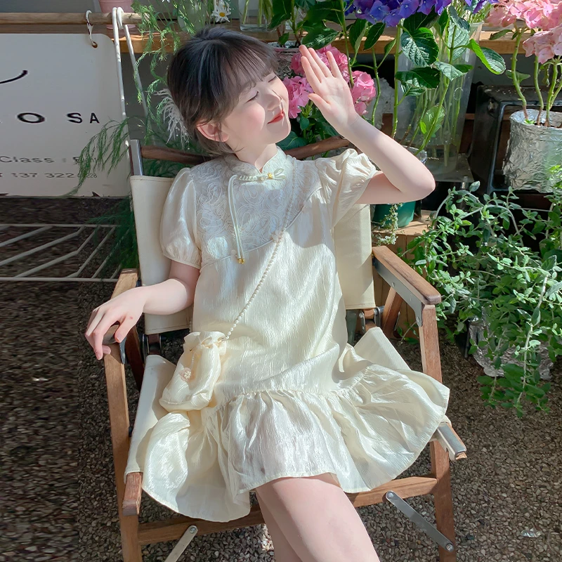女童夏装连衣裙2025新款洋气儿童时髦中式汉服裙子夏季大童公主裙