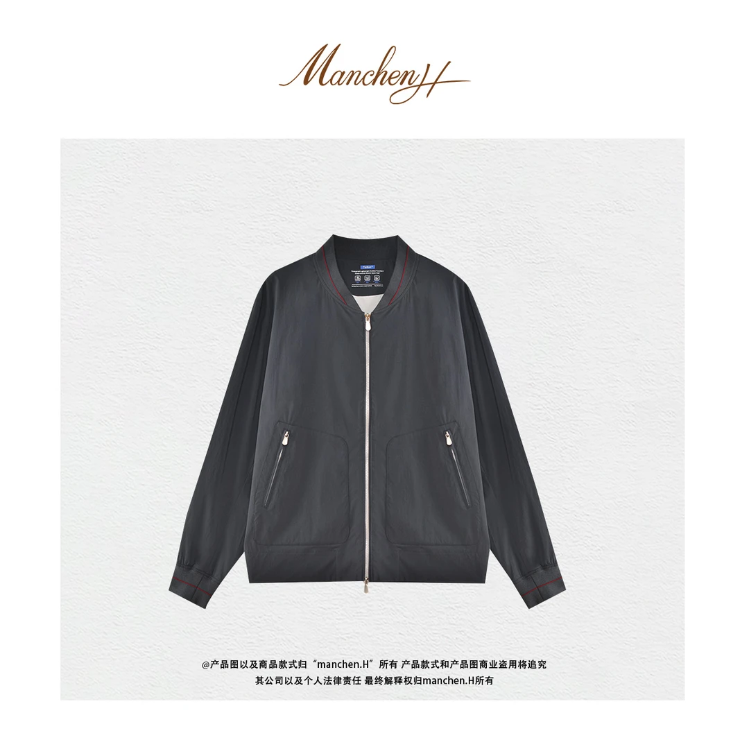 曼辰manchenh"家属~意式老钱"三防皱感纬弹科技面料拉链夹克外套