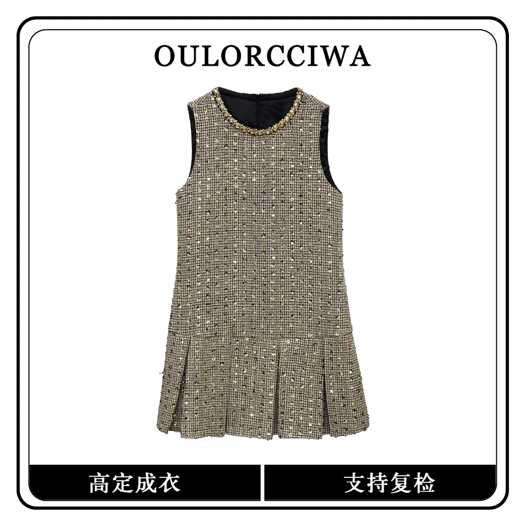 【心蕊】新款女装连衣裙气质时尚收腰显瘦连衣裙OLQW-797-金色