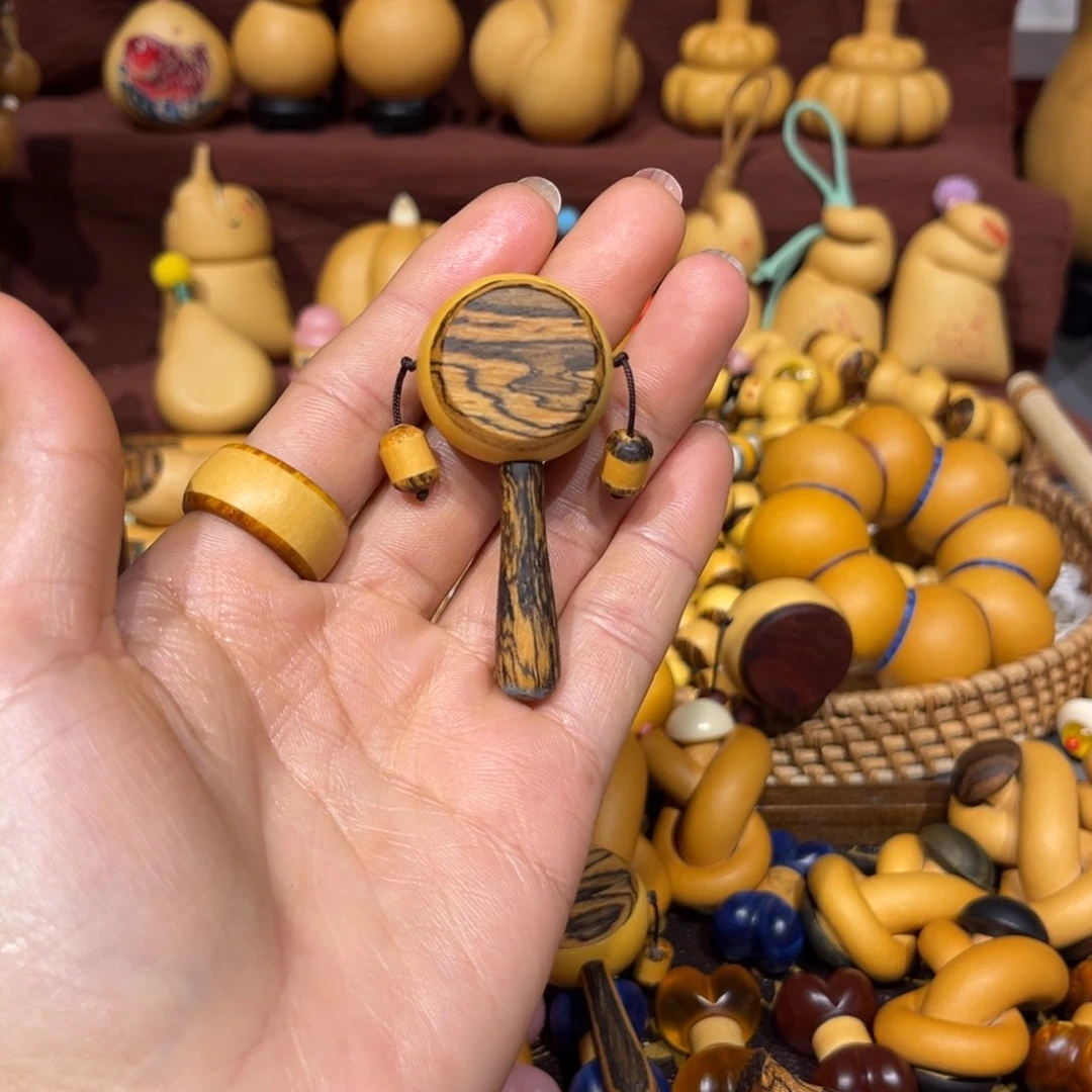 念****?虎斑木镶嵌拨浪鼓