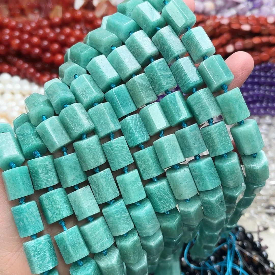 玛瑙/玉髓未镶嵌珠宝半成品12×15天河石柱子一条