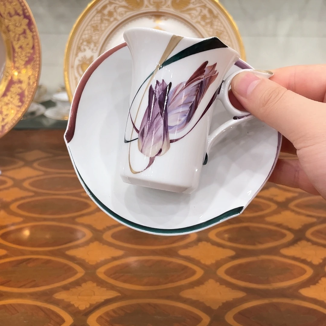 瓷片中古一等摩卡杯碟