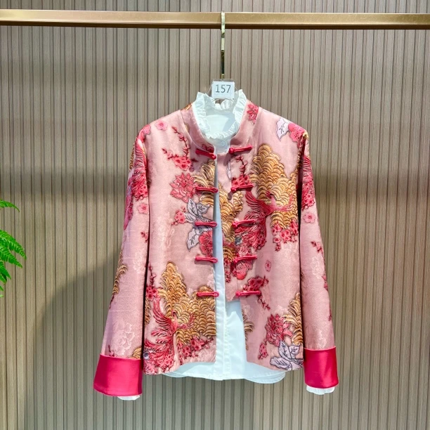 凤凰记 2025年新中式新款春装凤凰提花经典外套