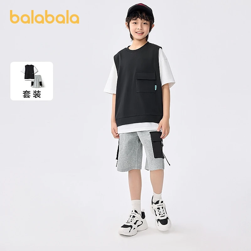 【balaOne】男童短袖套装25新款童装夏季儿童两件套假两件休闲舒适