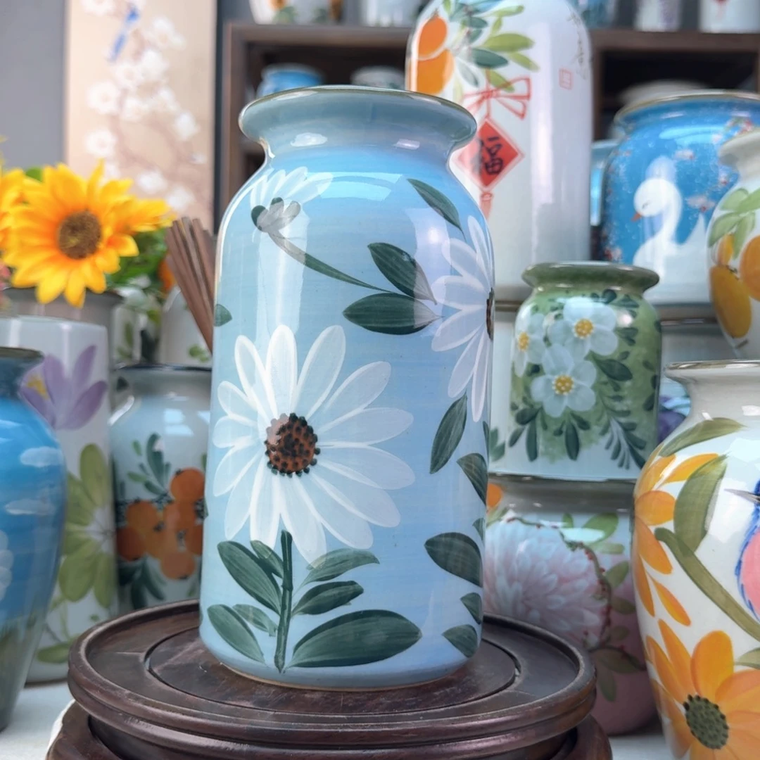 景德镇陶瓷手绘花瓶无孔