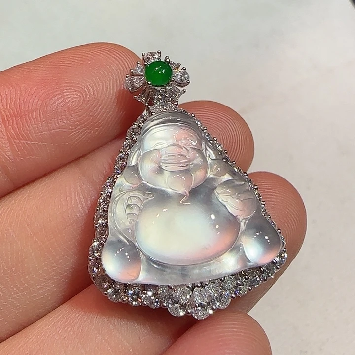 翡翠吊坠(不含链)18K金镶嵌吊坠