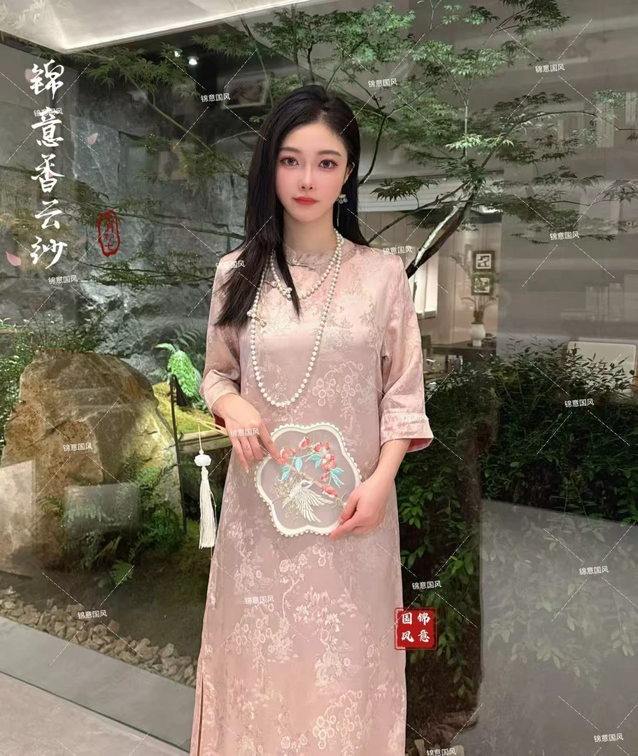 曲苑风荷 |2025 新款重工老料提花国风新中式旗袍连衣裙z99