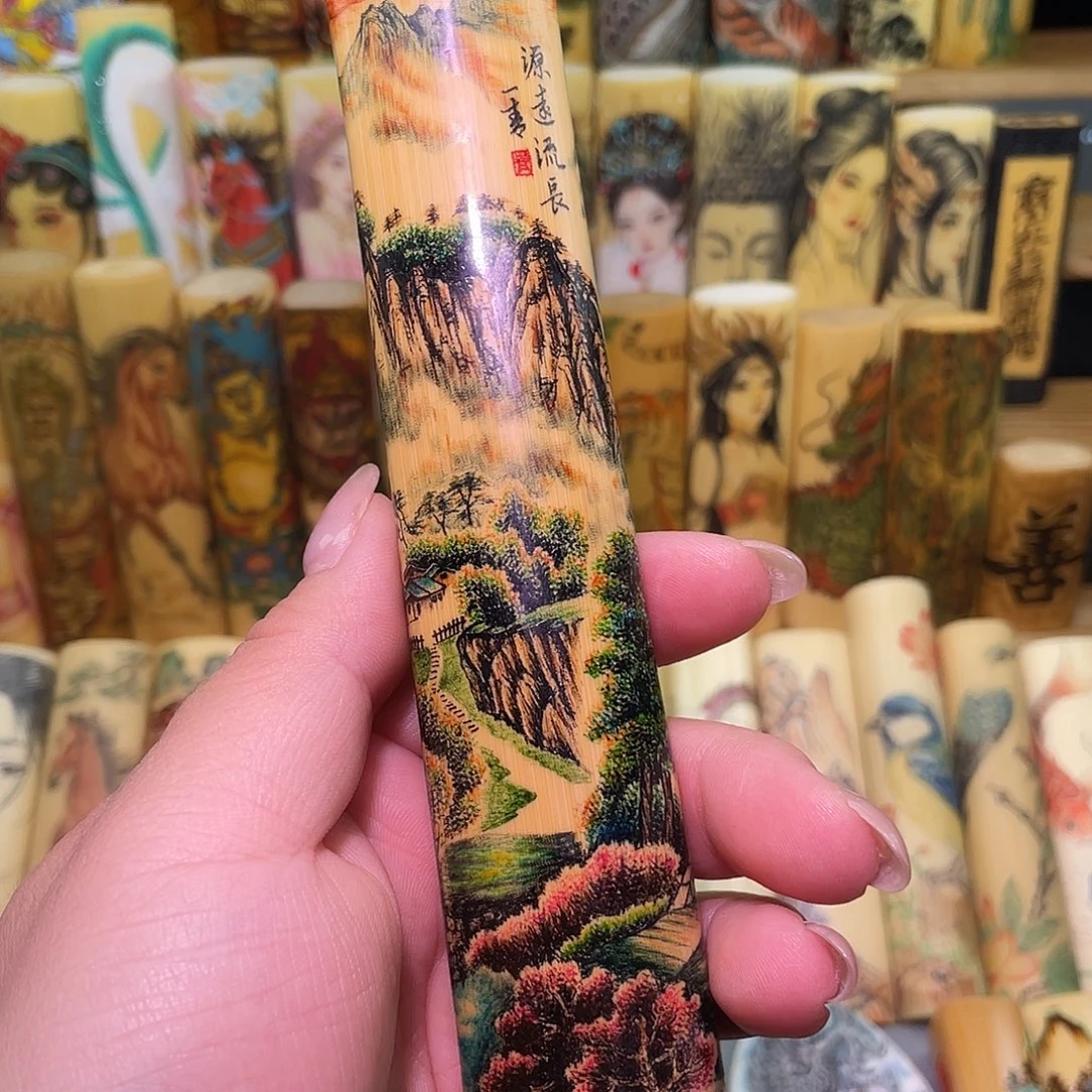 若***事实心竹手工作品山水