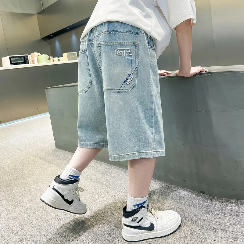 儿童装男童夏装薄款裤子2025新款中大童夏季牛仔短裤夏款七分裤潮