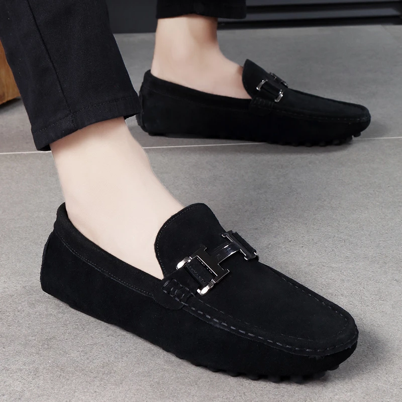 2025新款韩版豆豆鞋男一脚蹬乐福鞋伴郎真皮鞋懒人鞋鞋子潮流透气