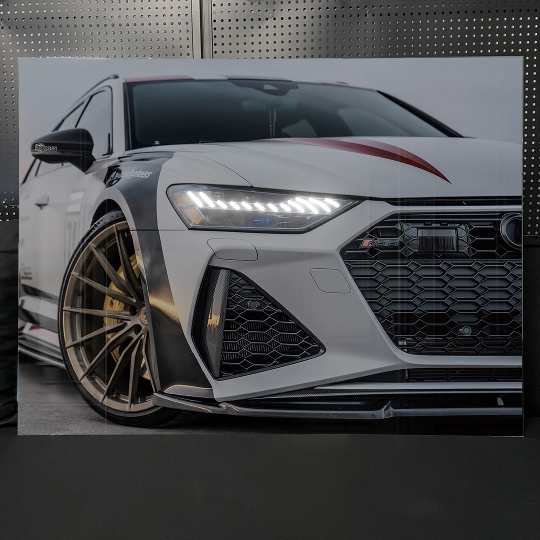 【奥迪RS6】汽车平面发光车灯尾灯卧室画遥控前灯亚克力高清装饰画