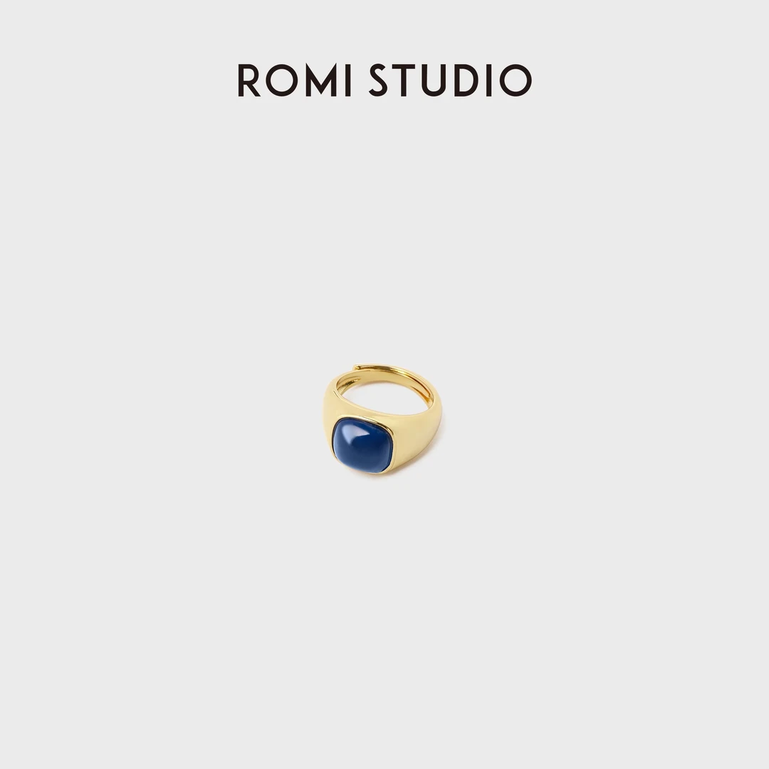 ROMI STUDIO 实心珐琅戒面与黄铜底托采用分体式戒指 RWDRP03848