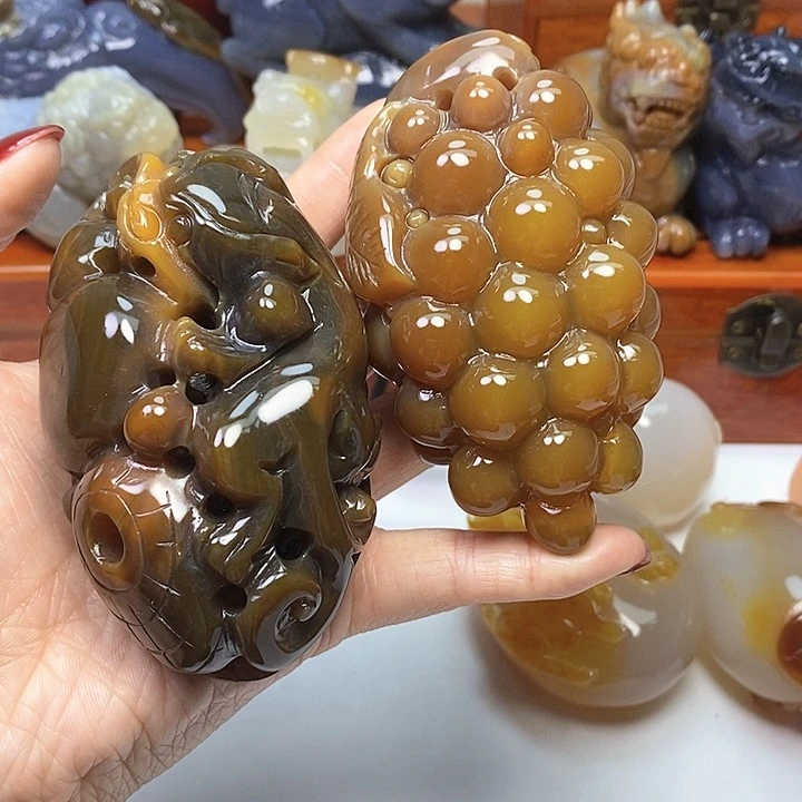 玛瑙/玉髓手把未镶嵌我***亮