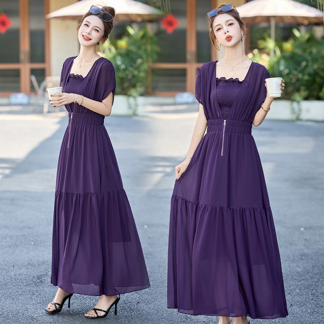 主推现货优雅领型凸显女人味腰部松紧收腰显瘦时尚潮流连衣裙