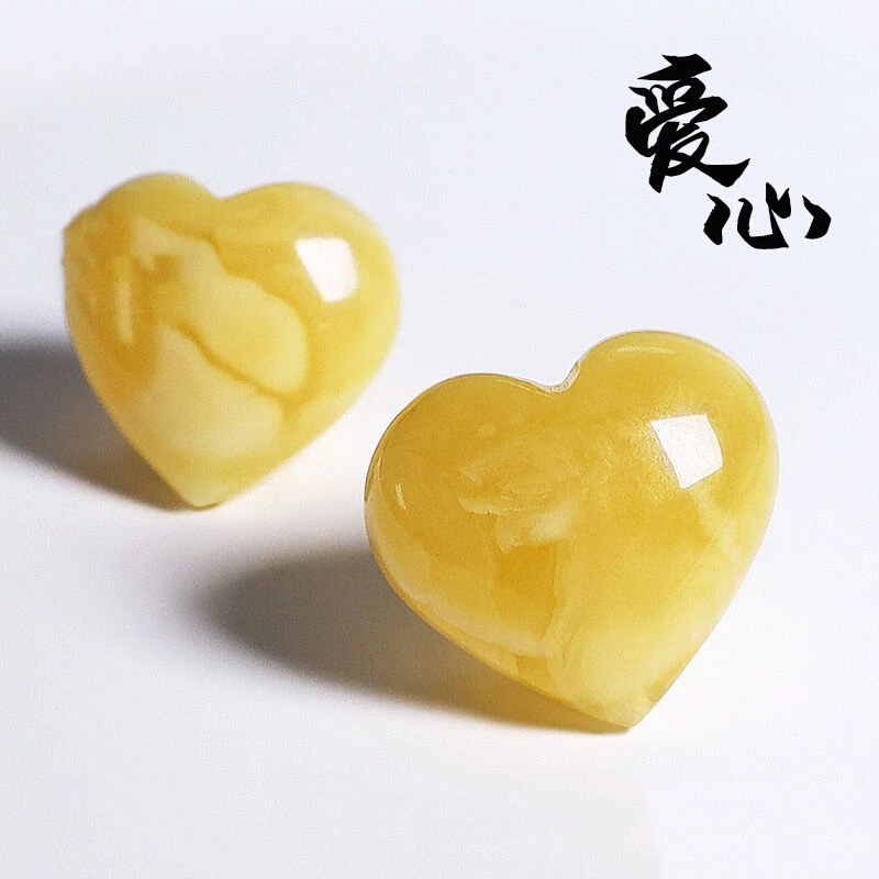 原矿蜜蜡白花蜜雕刻爱心隔珠背云散珠文玩金刚星月菩提子diy配饰
