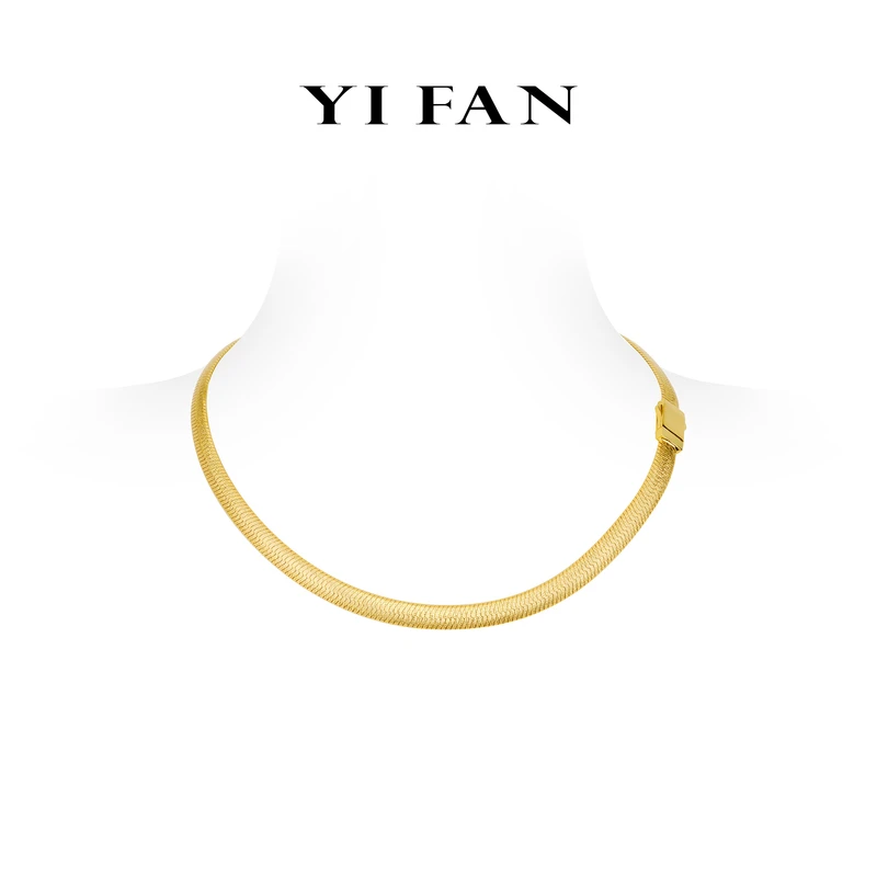 坠链均925银合成锆石 2776-时尚气质金色灵蛇纹素款百搭项链