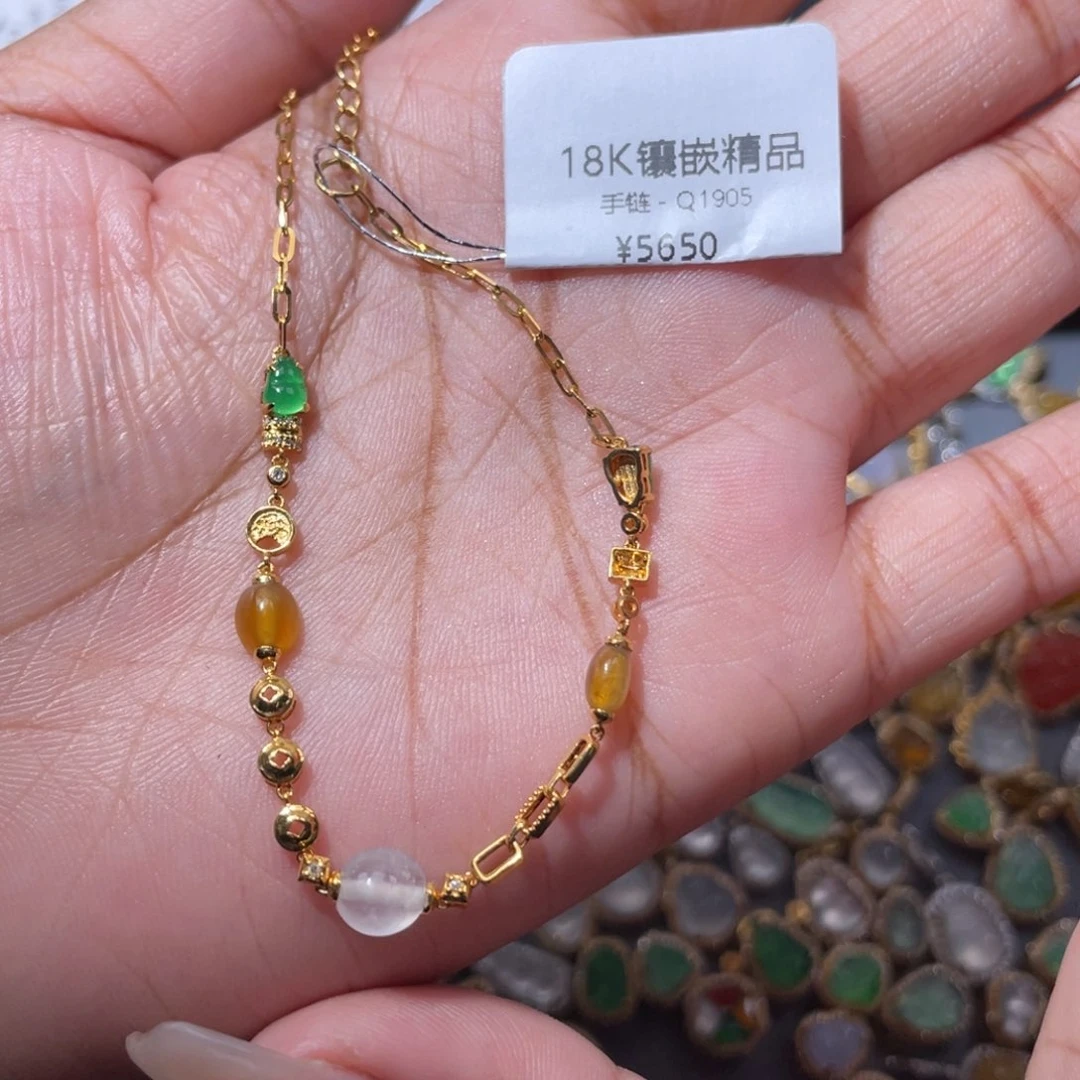 吊坠(不含链)18K金镶嵌翡翠