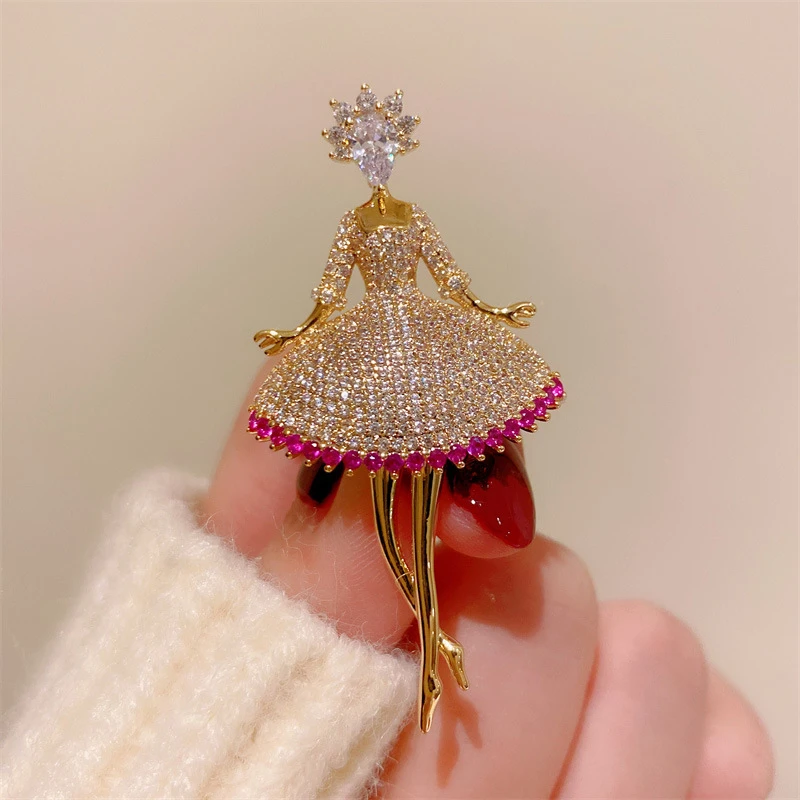 铜胸针 超美法式复古高级感满钻跳舞芭蕾女孩胸针胸花女气质