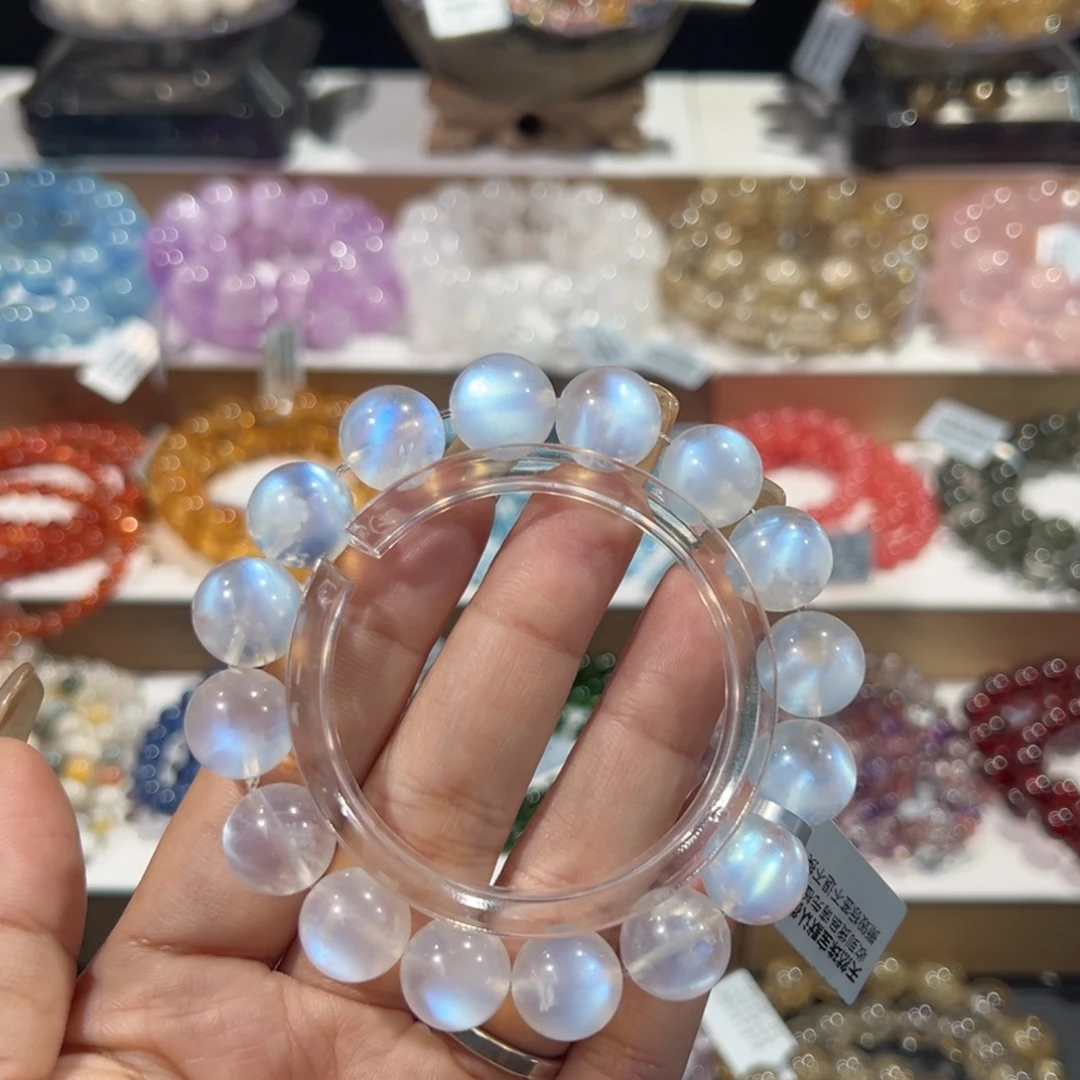 长石未镶嵌手串灯泡蓝月光12mm