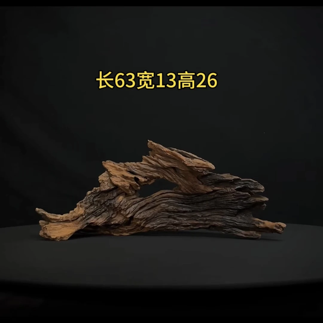 张大狼造景沉木长63cm爆裂纹树皮趴缸 溪流鱼缸造景 紫柚木秒沉