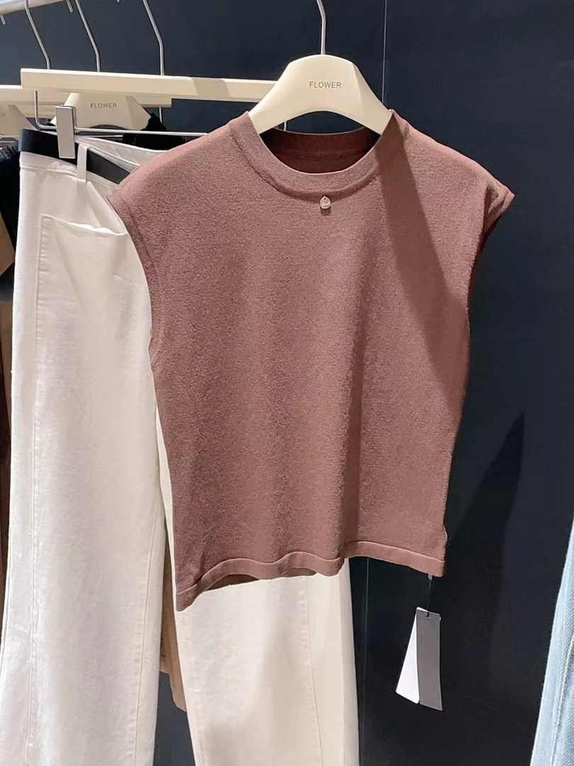 针织衫-518119时尚宽松圆领无袖