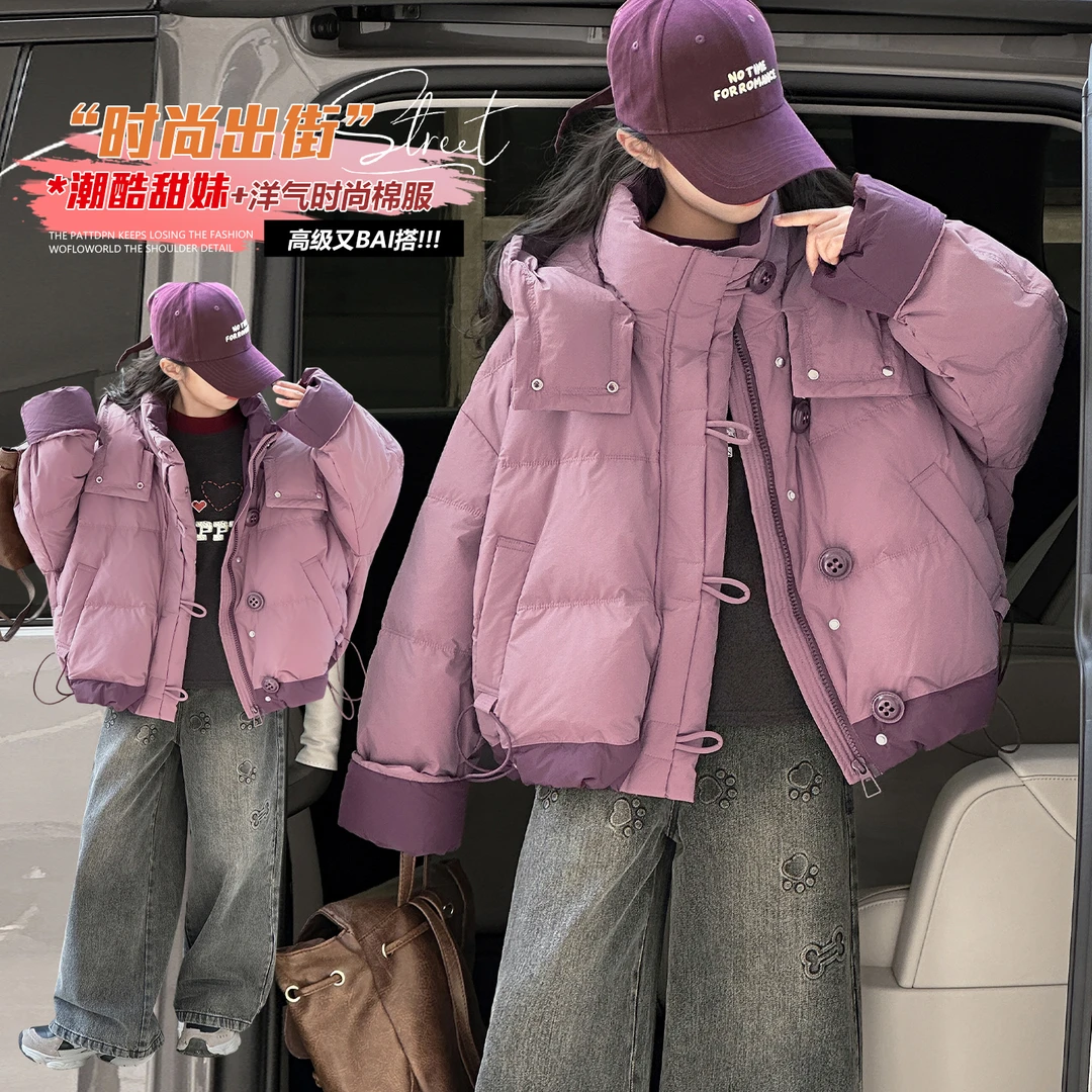 女童冬款韩版休闲加厚棉服外套女大童保暖防风儿童冬装面包服棉袄