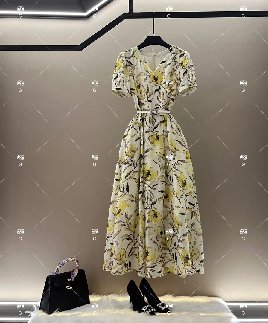 春夏优雅百搭时尚显瘦气质连衣裙 GS-57170