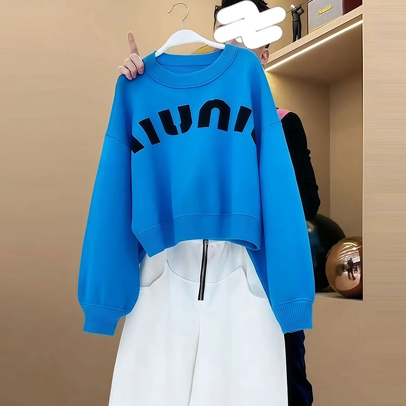 韩版休闲百搭卫衣女2025秋季新款时尚圆领字母印花设计长袖上衣潮