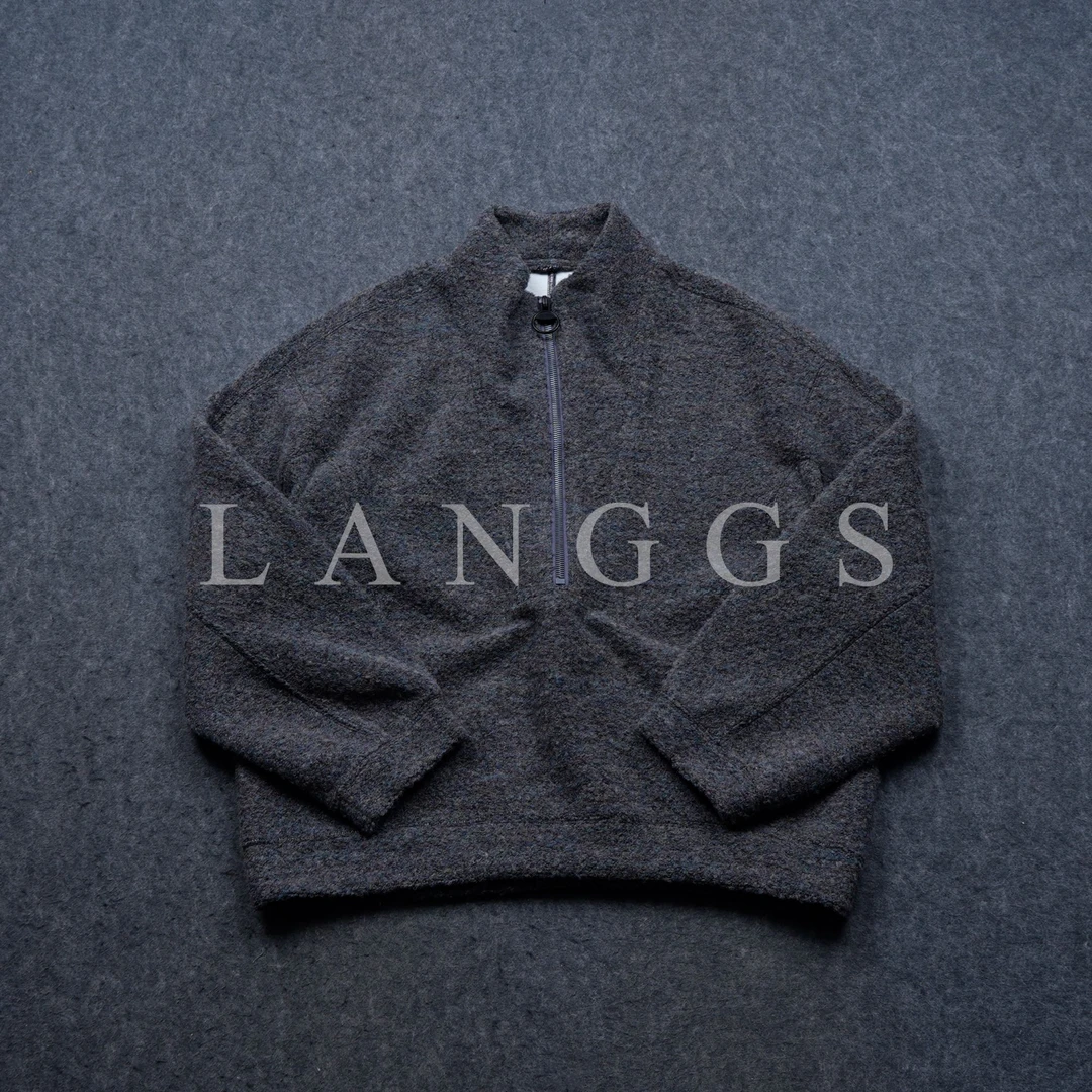 LANGGS&鸣谷 soft lining-花纱羊毛大朵摇粒绒套头卫衣-25WY4039