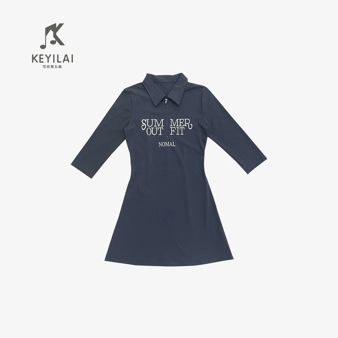 KYL可依莱-七分袖连衣裙字母印花休闲百搭DQ1I0901