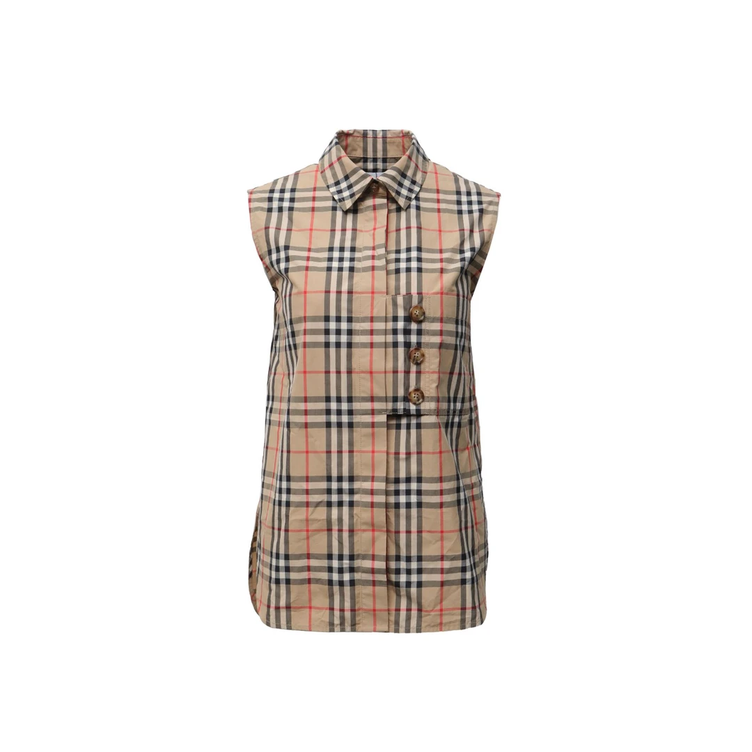 99新 BURBERRY/博柏利 【lu】 棉 经典格纹无袖衬衫P235603427