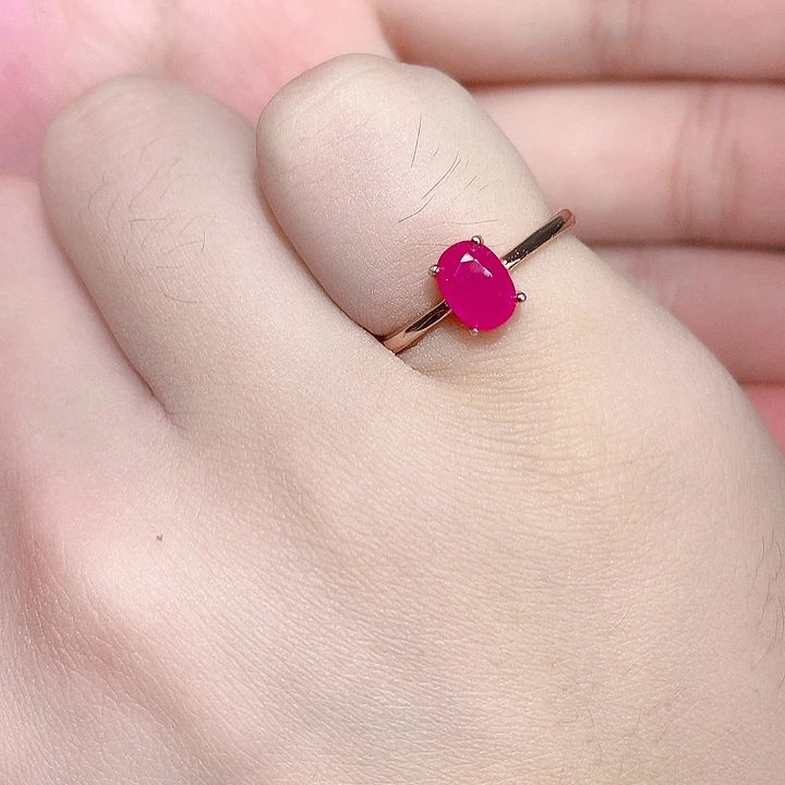 红宝石戒指银S925镶嵌