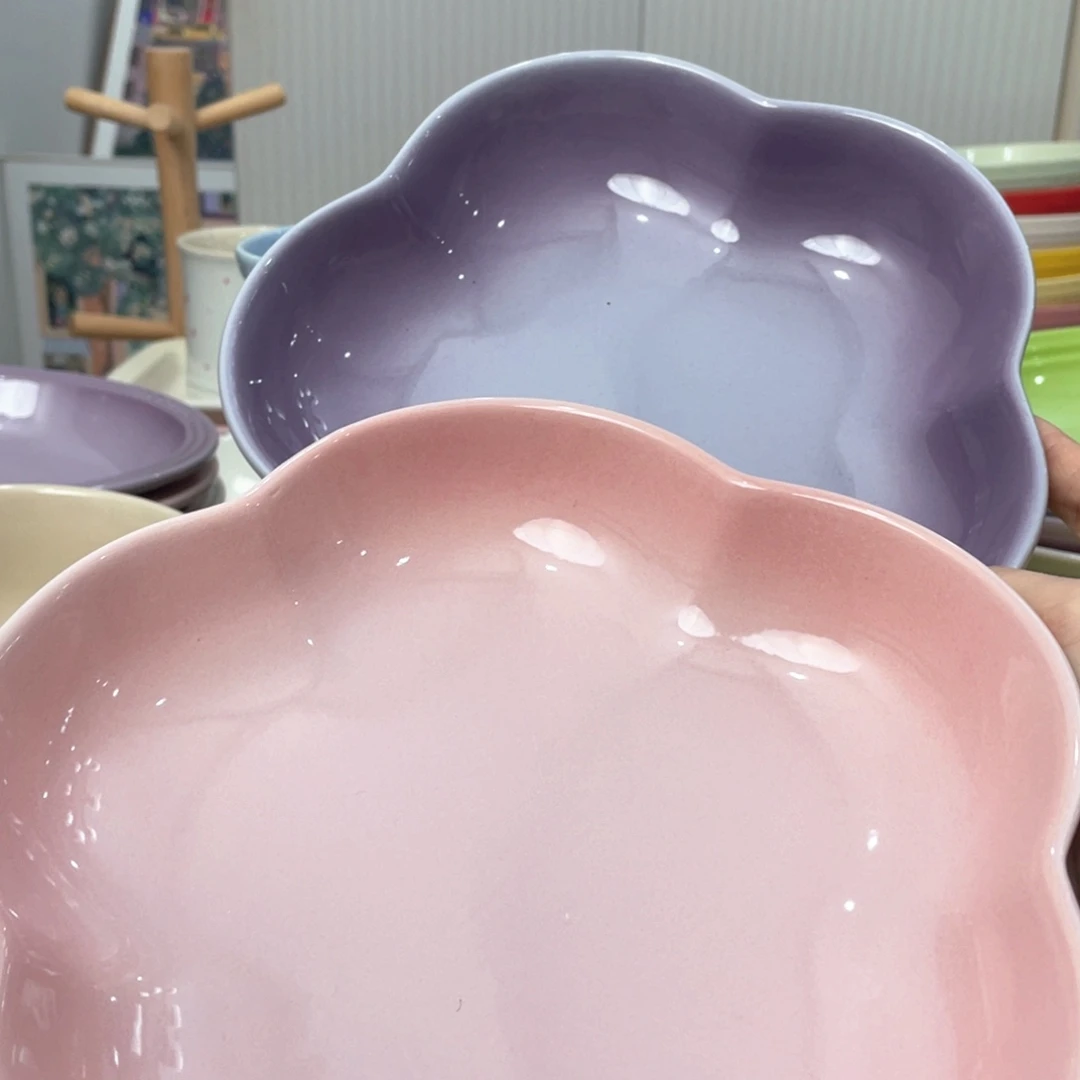 瓷片微瑕2个8英寸花朵深盘