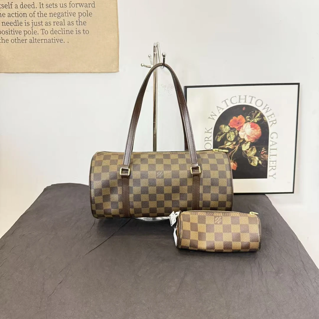 95新 LouisVuitton/路易威登 lv棋盘格巴比龙30子母手提包单肩包