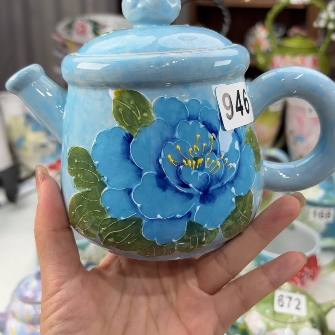 瓷片景德镇手绘高温釉下彩陶瓷茶具