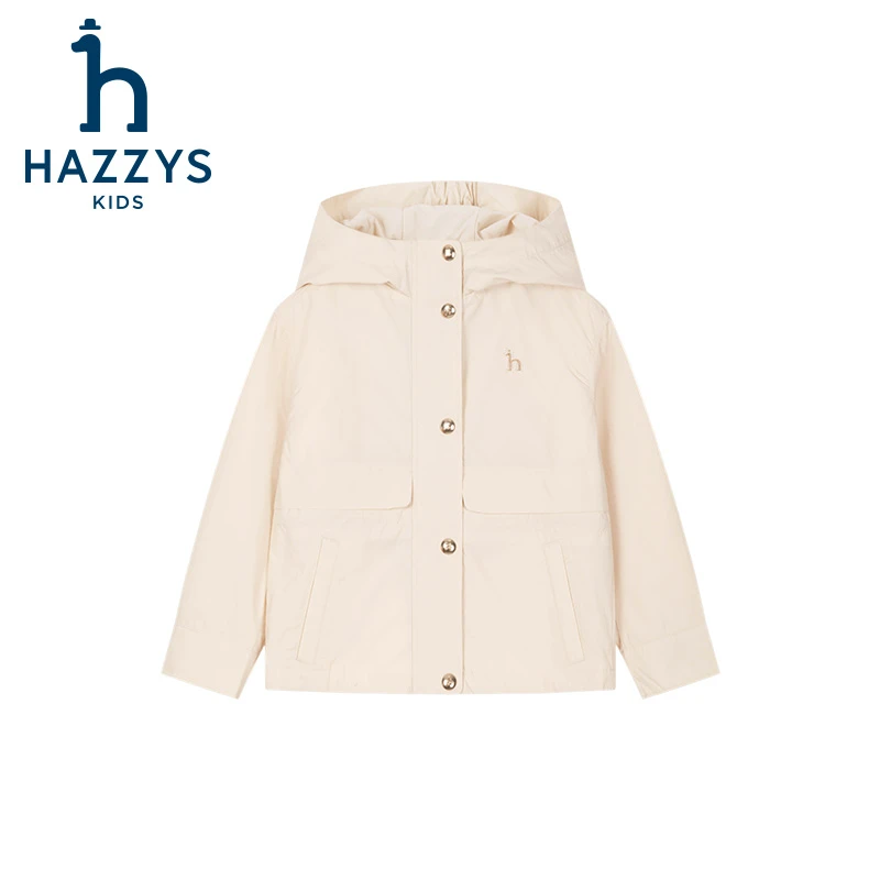 Hazzys/哈吉斯品牌童装女童连帽风衣休闲时尚儿童外套