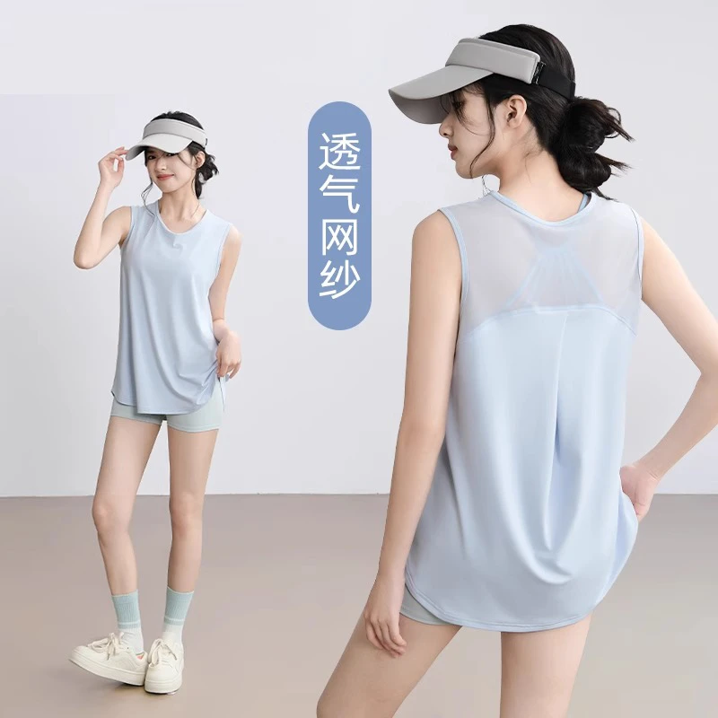 宽松速干运动背心女式休闲跑步T恤健身上衣美背无袖罩衫瑜伽背心