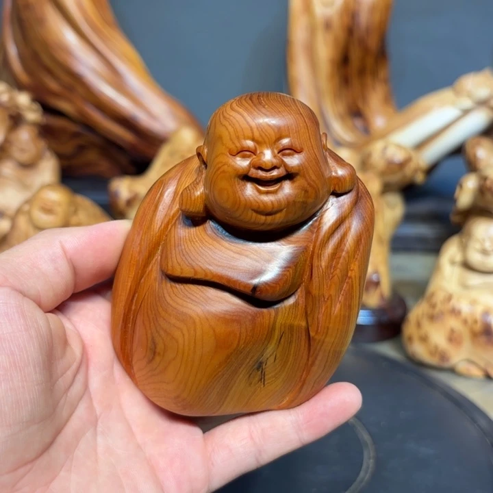 柏木（崖柏）弥勒佛手把件弥勒佛
