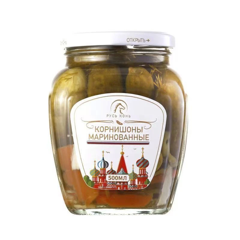 俄式酸黄瓜泡菜腌制小黄瓜罐头开盖即食下饭菜汉堡食材