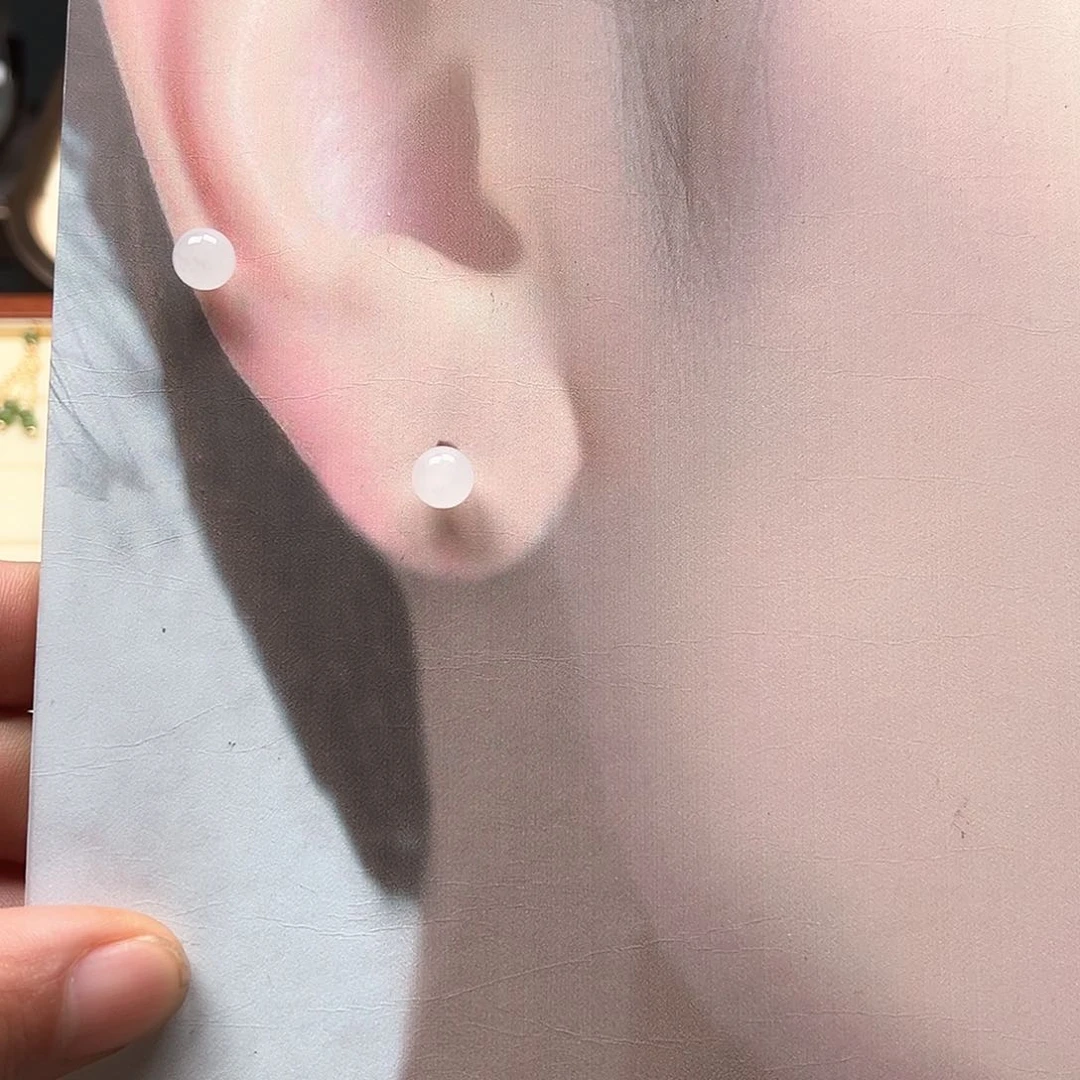 和田玉耳饰银S925镶嵌