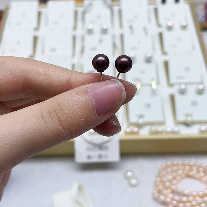 淡水珍珠耳饰银S925镶嵌超**福